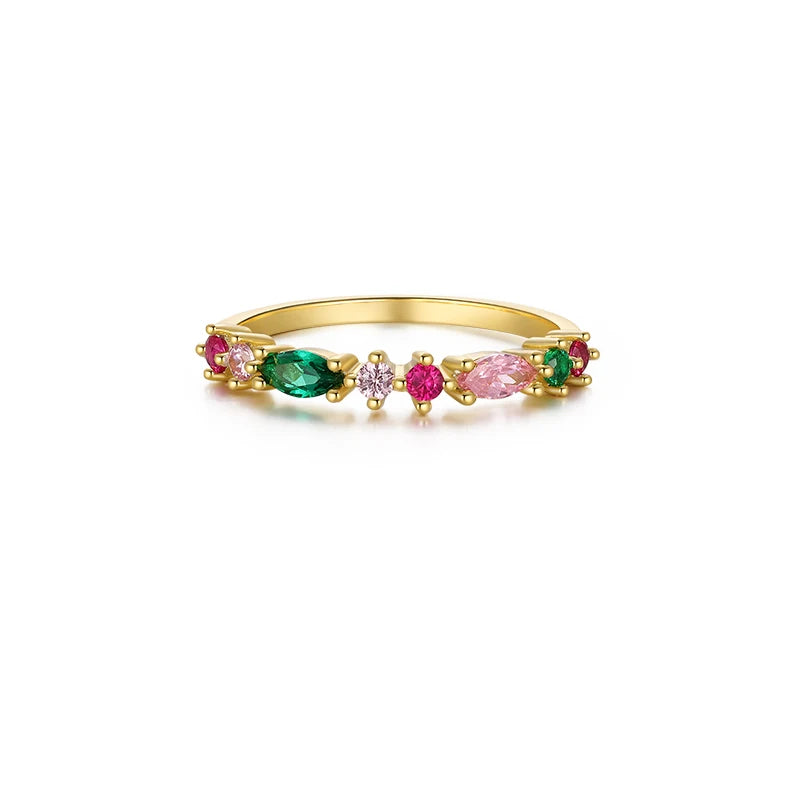 Sky Blue Turquoise Purple Zircon 925 Sterling Silver 18K Gold Plated Rings for Women Girls Fine Jewelry Anillos Gifts