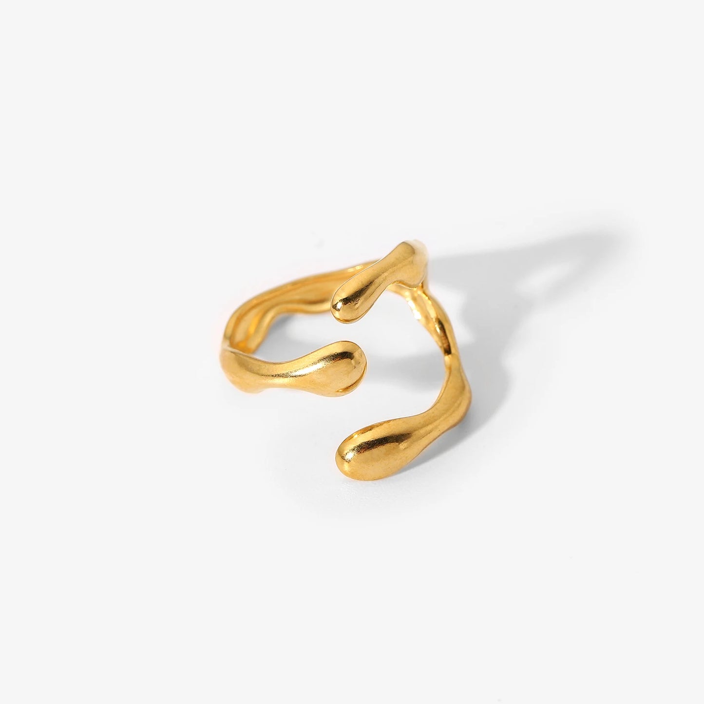 18K Gold Plated Stainless Steel Geometric Heart Snake Shape Finger Rings for Women Adjustable Open Design Jewelry Rings