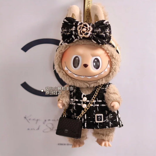 Hot Original 17Cm Labubu Doll Clothes Heartbeat Macaron Baby Pendant Clothes Enamel Face Clothes Cartoon Replacement Decor Gifts