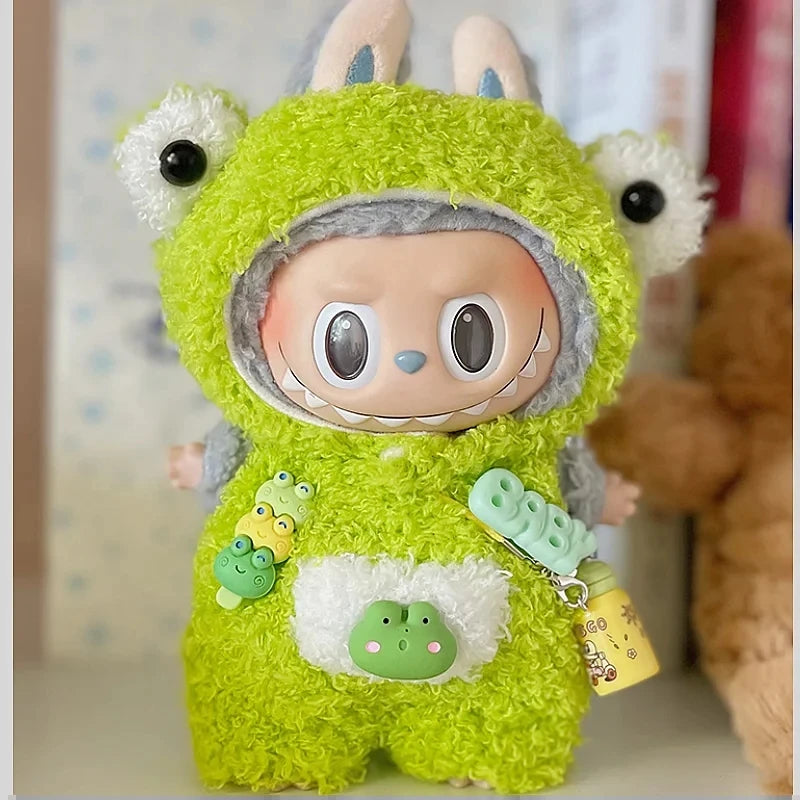 Hot Original 17Cm Labubu Doll Clothes Heartbeat Macaron Baby Pendant Clothes Enamel Face Clothes Cartoon Replacement Decor Gifts