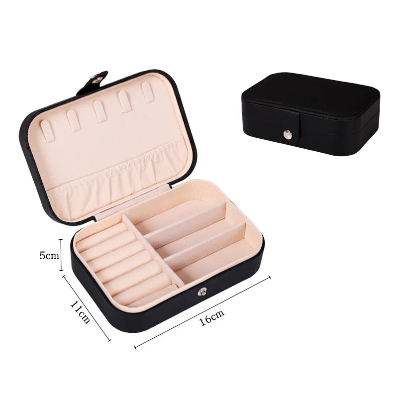 Portable Jewelry Box Jewelry Organizer Display Travel Jewelry Case Boxes Button Leather Storage Zipper Jewelers Joyero