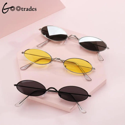 Gootrades Retro Small Oval Sunglasses Okulary Vintage Shades Sun Glasses for Men Women Small Frame Anti-Blue Light Eyeglasses