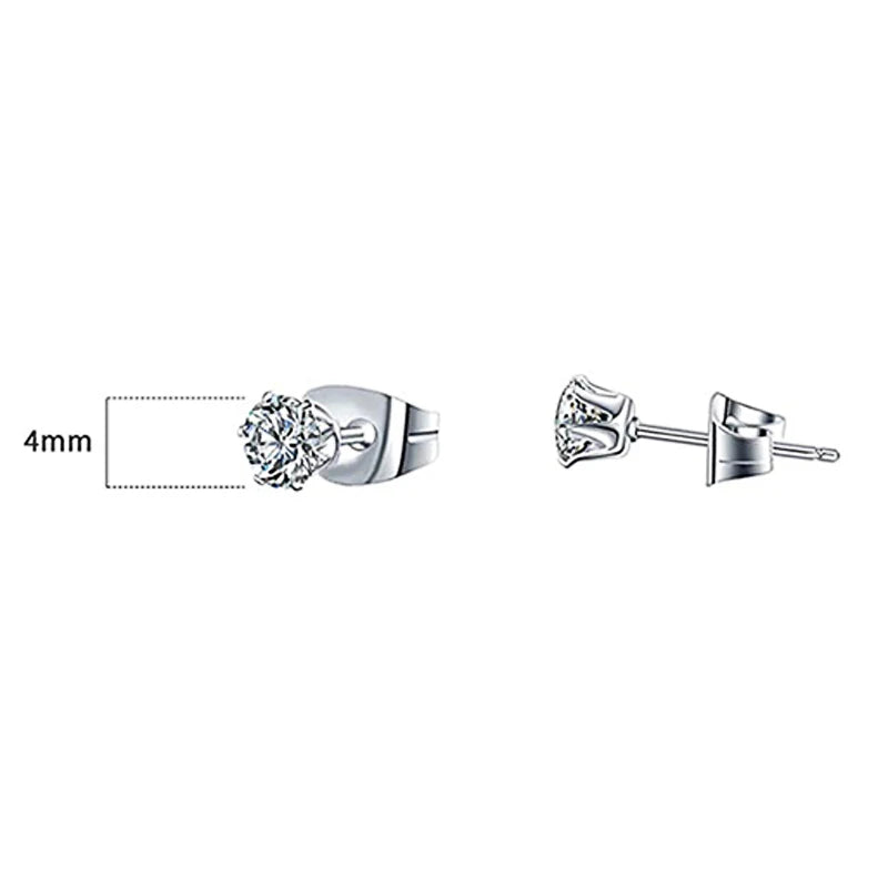 Minimalist Crystal Cubic Zirconia Stud Earrings for Women/Men 6 Claws Design Fashion Earrings Silver Color Hot Jewelry