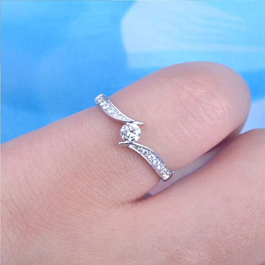 Minimalist Engagement Wedding Rings for Women round Cubic Zirconia Simple Elegant Female Accessories 2022 Fashion Jewelry