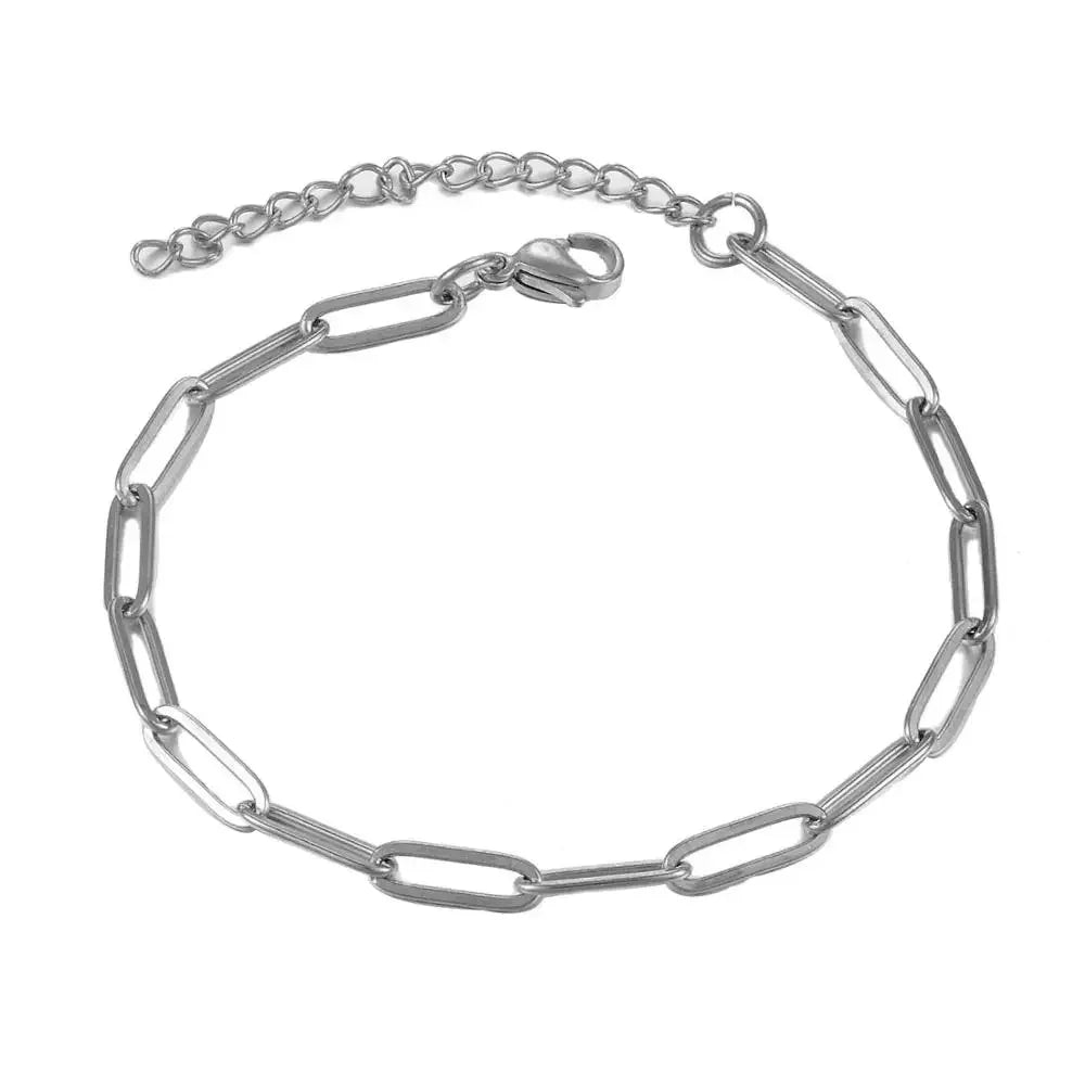 Trending Stainless Steel Bracelet No Fade Gold/Silver Color Paperclip Chain Ladies Bangle Jewelry Accessories Wholesale
