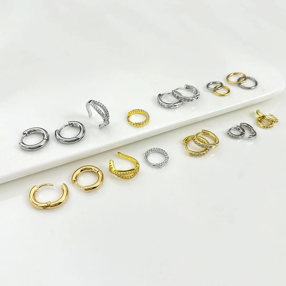 Stainless Steel Hoop Piercing Earring for Women Zircon CZ Cartilage Piercing Helix Daith Conch Tragus Rook Lobe Ear Ring Jewelry