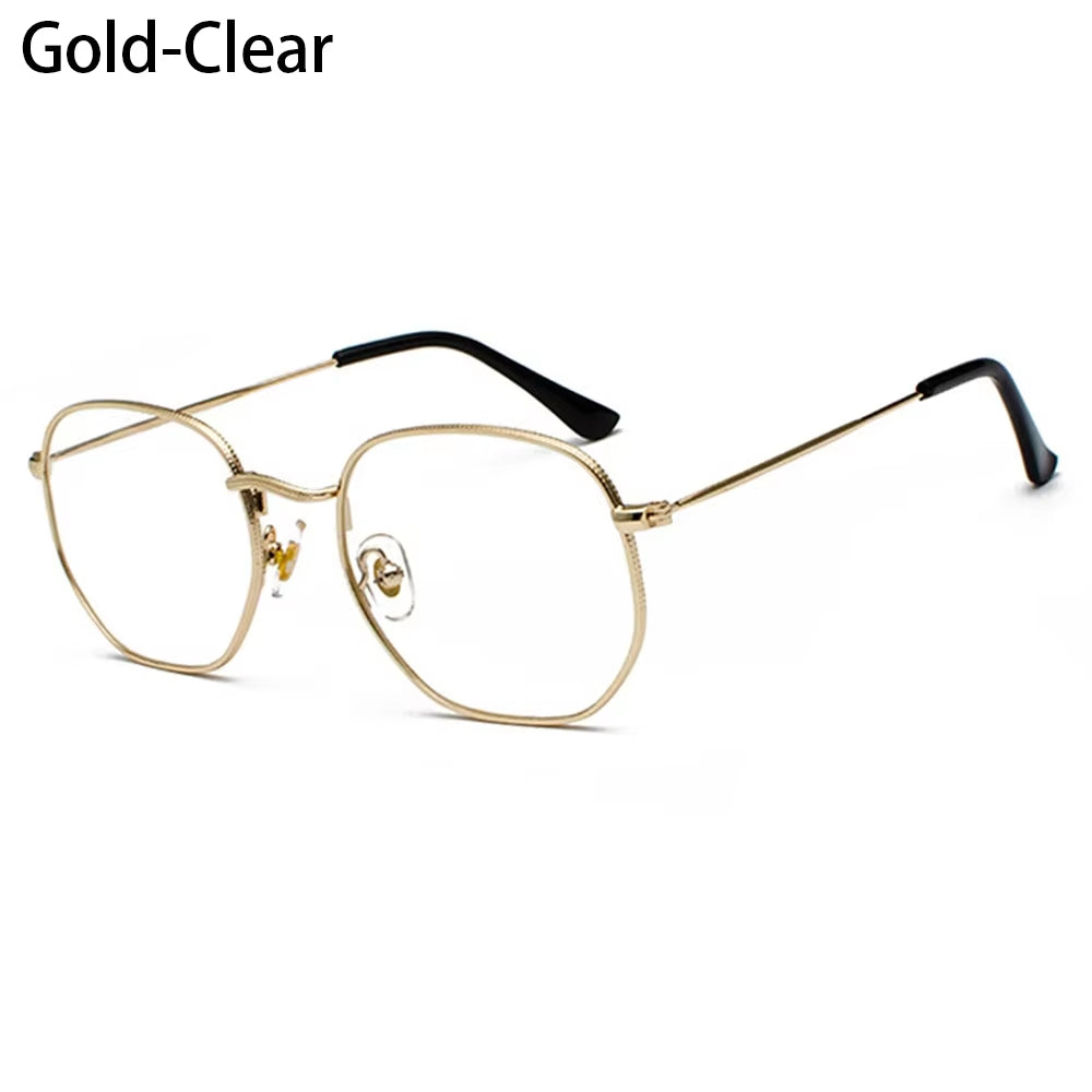 1Pc Small Square Sunglasses for Men Women Polygon Mirrored Lens Sun Glasses Driving Eyewear Fashion Metal Frame Glasses UV400
