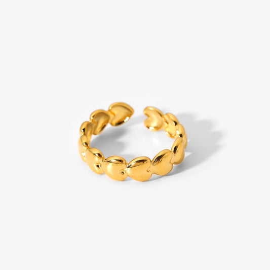 18K Gold Plated Stainless Steel Geometric Heart Snake Shape Finger Rings for Women Adjustable Open Design Jewelry Rings