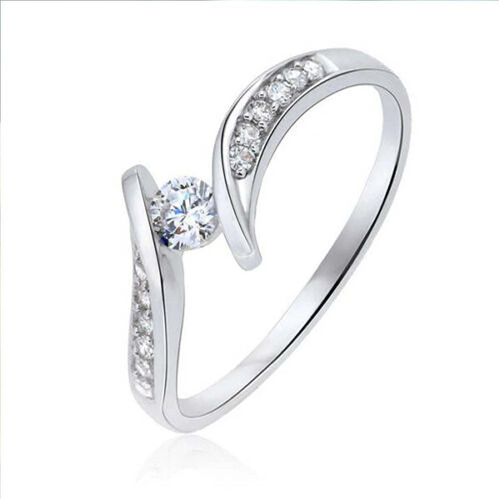 Minimalist Engagement Wedding Rings for Women round Cubic Zirconia Simple Elegant Female Accessories 2022 Fashion Jewelry