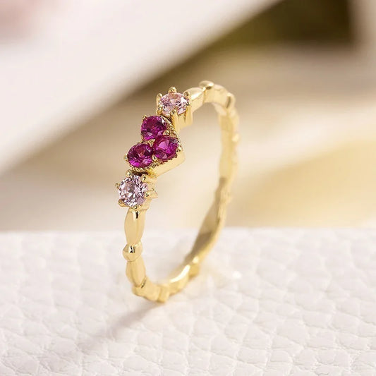 Trendy Simple Golden Inifinite Heart Shaped Love Engagement Rings for Women Romantic Gadget Pinky Rings for Girl New