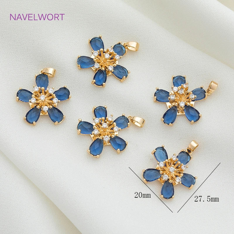Jewelry Making Supplies Zircon Crystal Butterfly/Flower Shape Charms Pendants for Necklace Making Accessories