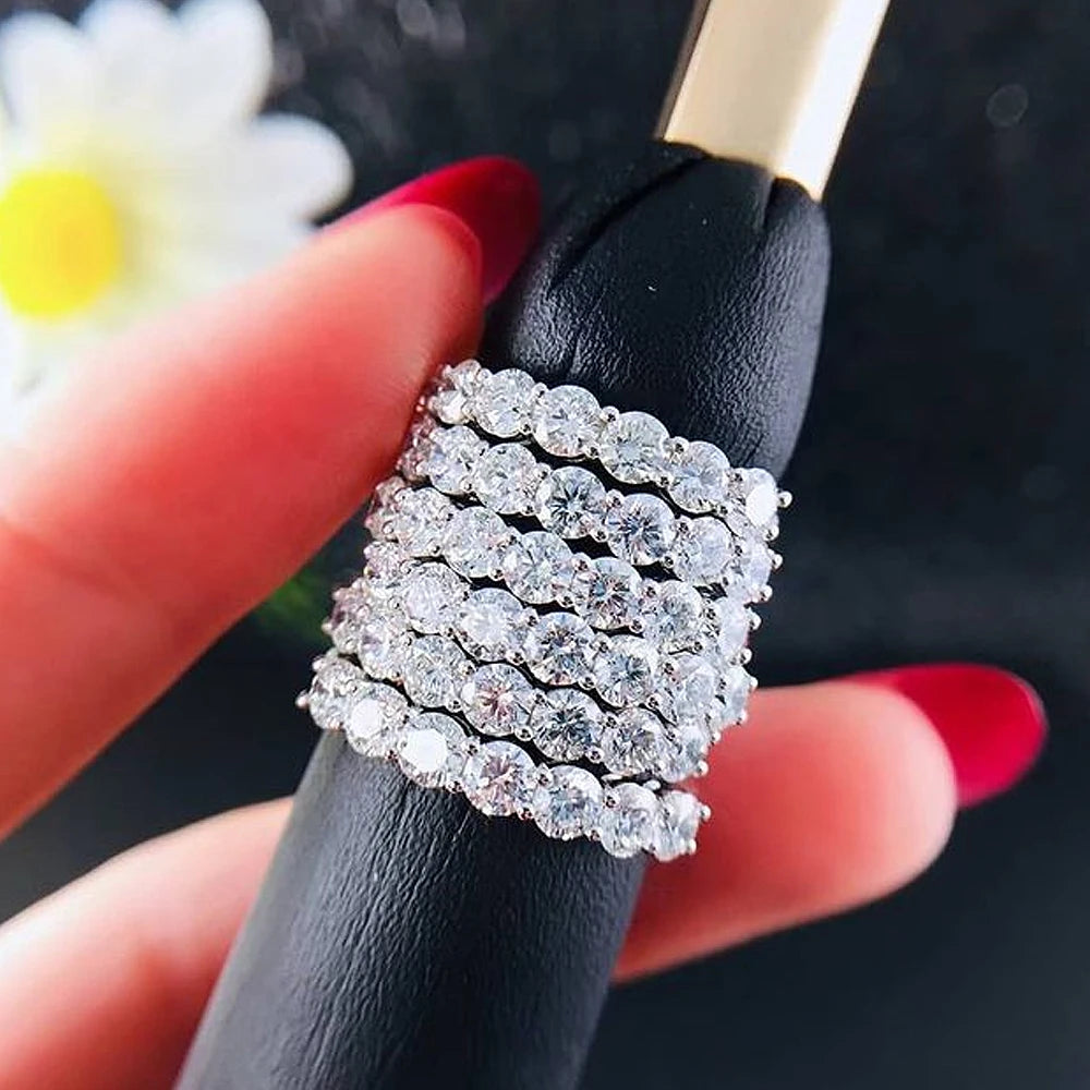 High-Quality Silver Plated Finger-Ring for Women Luxury Inlaid CZ Stone Simple Stylish Wedding Bands Female Ring Jewelry