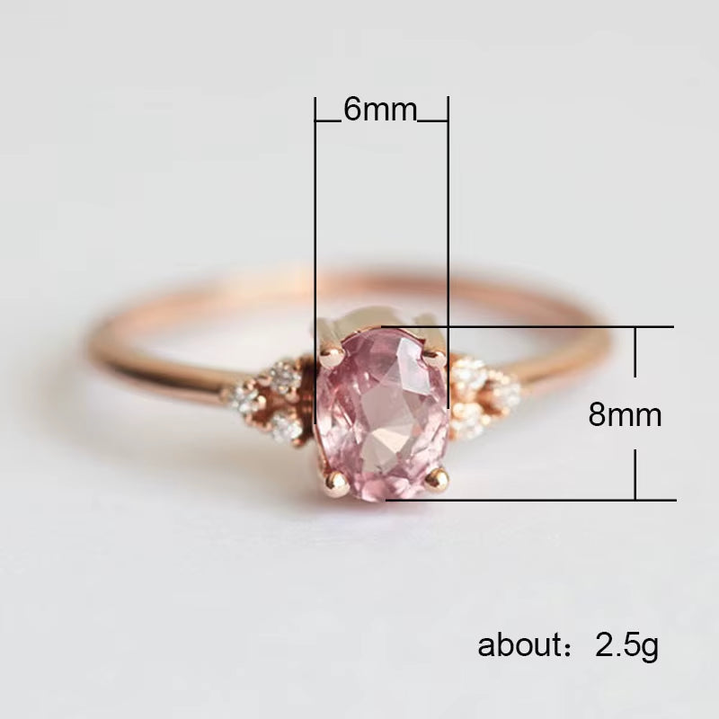 Romantic Pink AAA Cubic Zircon Stone Princess Rings with Rose Gold Color Engagement Accessories Tiny Delicate Rings