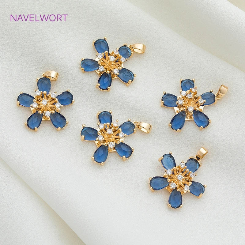 Jewelry Making Supplies Zircon Crystal Butterfly/Flower Shape Charms Pendants for Necklace Making Accessories