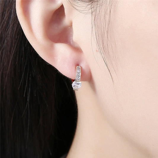 925 Sterling Silver AAA Zircon 18K Gold Diamond Earrings for Women Jewelry Fashion Wedding Engagement Party Gift