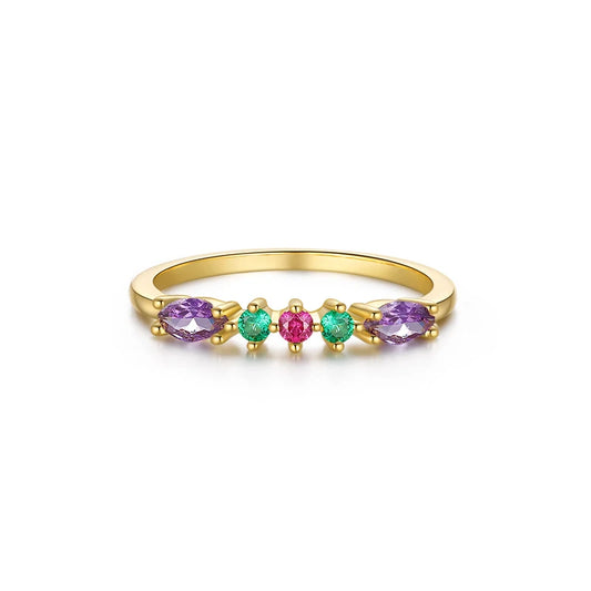 Sky Blue Turquoise Purple Zircon 925 Sterling Silver 18K Gold Plated Rings for Women Girls Fine Jewelry Anillos Gifts