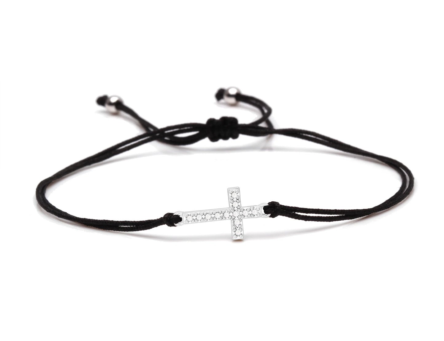 Small Cubic Zirconia Copper Cross Charm Bracelet Women Men Christian Faith Mini Brass Cross Red String Handmade Jewelry Present
