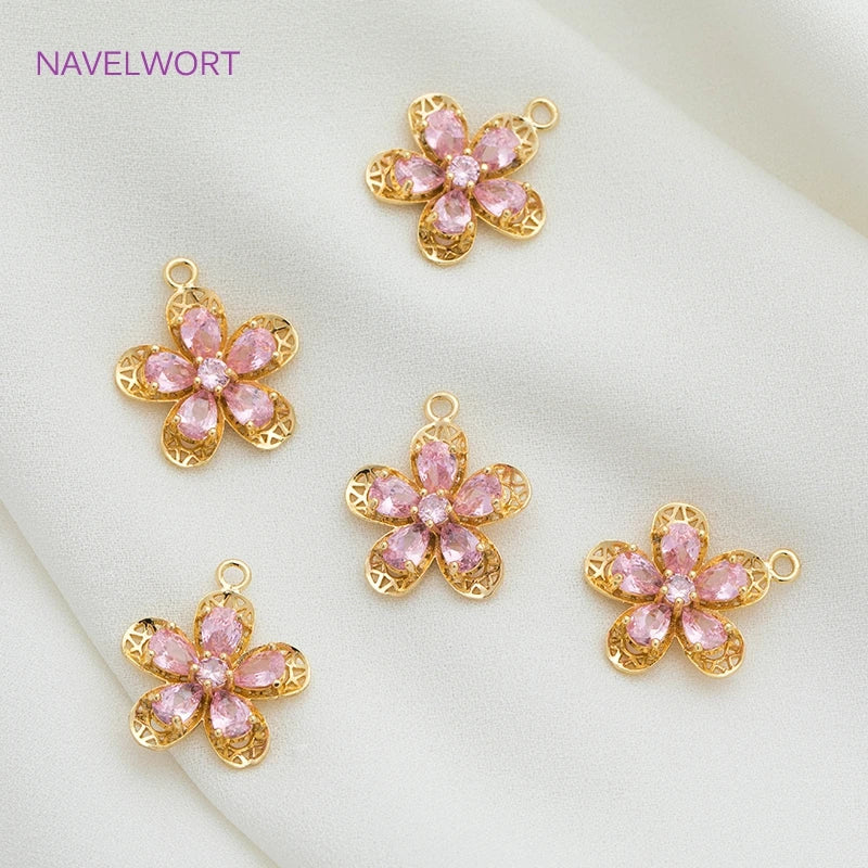 Jewelry Making Supplies Zircon Crystal Butterfly/Flower Shape Charms Pendants for Necklace Making Accessories