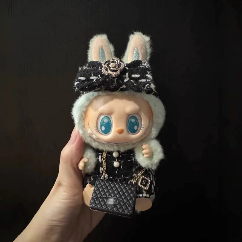 Hot Original 17Cm Labubu Doll Clothes Heartbeat Macaron Baby Pendant Clothes Enamel Face Clothes Cartoon Replacement Decor Gifts