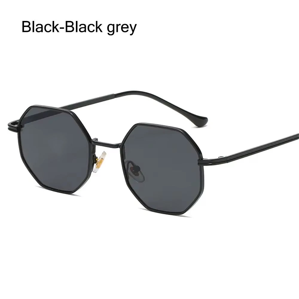 1Pc Small Square Sunglasses for Men Women Polygon Mirrored Lens Sun Glasses Driving Eyewear Fashion Metal Frame Glasses UV400