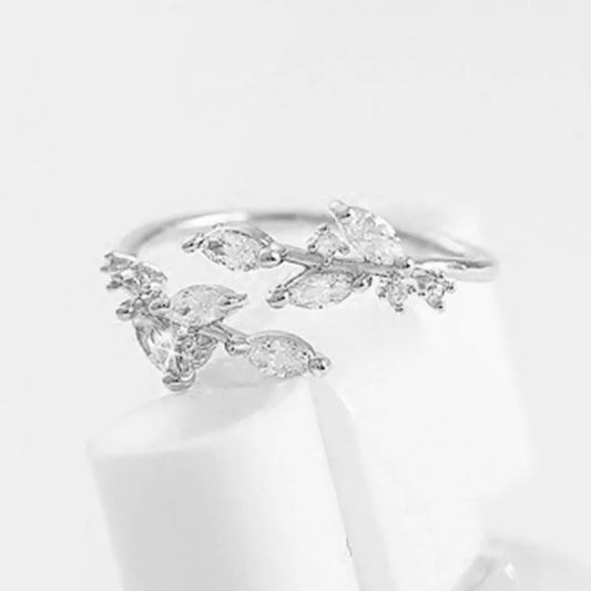 Exquisite Branch Adjustable Rings for Women Paved Dazzling CZ Stone Daily Wear Fashion Girls Finger Jewelry Birthday Gift