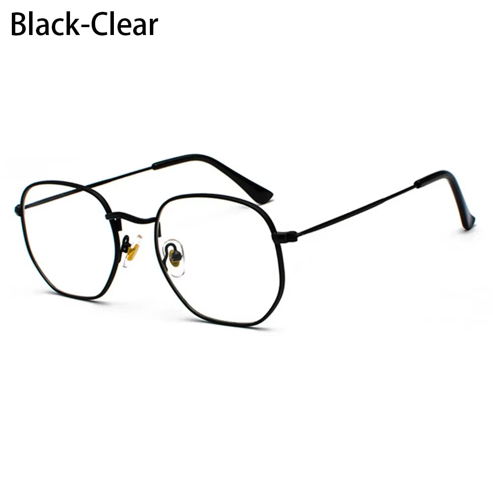 1Pc Small Square Sunglasses for Men Women Polygon Mirrored Lens Sun Glasses Driving Eyewear Fashion Metal Frame Glasses UV400