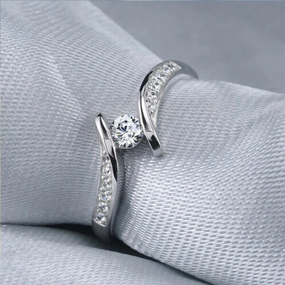 Minimalist Engagement Wedding Rings for Women round Cubic Zirconia Simple Elegant Female Accessories 2022 Fashion Jewelry
