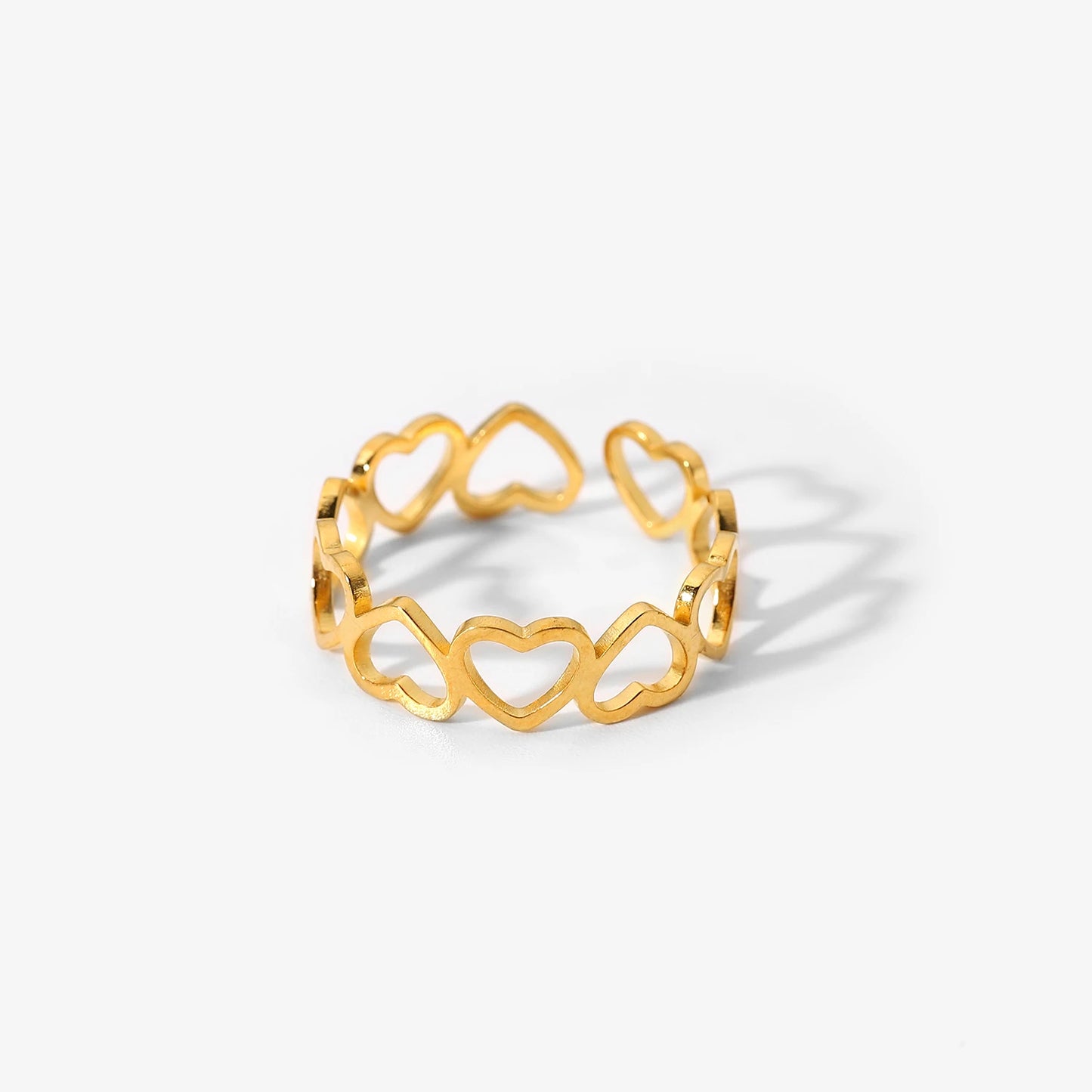 18K Gold Plated Stainless Steel Geometric Heart Snake Shape Finger Rings for Women Adjustable Open Design Jewelry Rings