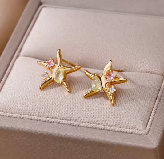 MINOA Ocean Sparkle Starfish Earrings – Gold & Silver