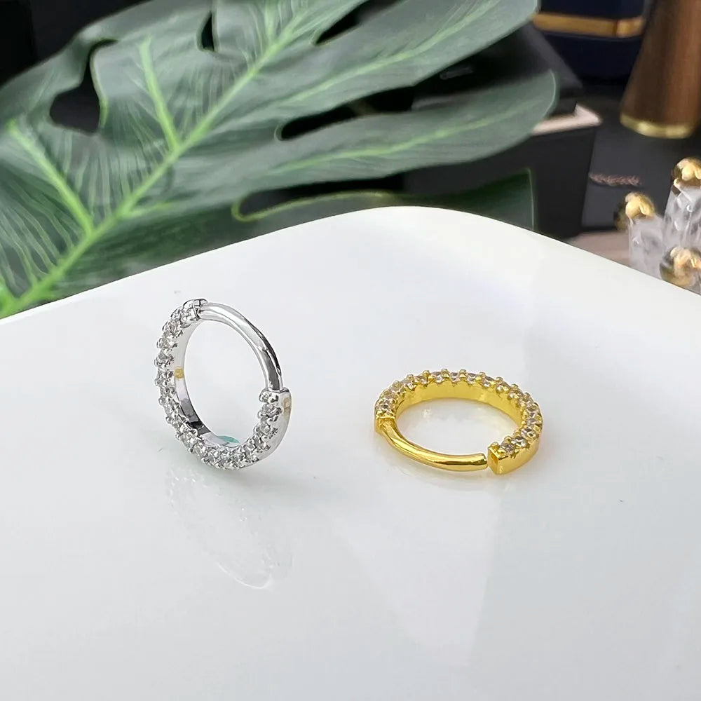 Stainless Steel Hoop Piercing Earring for Women Zircon CZ Cartilage Piercing Helix Daith Conch Tragus Rook Lobe Ear Ring Jewelry