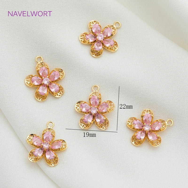 Jewelry Making Supplies Zircon Crystal Butterfly/Flower Shape Charms Pendants for Necklace Making Accessories