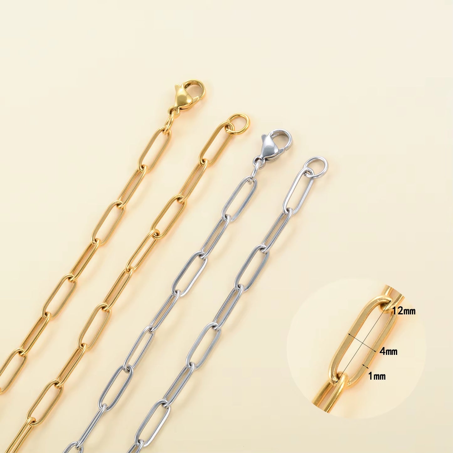 Trending Stainless Steel Bracelet No Fade Gold/Silver Color Paperclip Chain Ladies Bangle Jewelry Accessories Wholesale