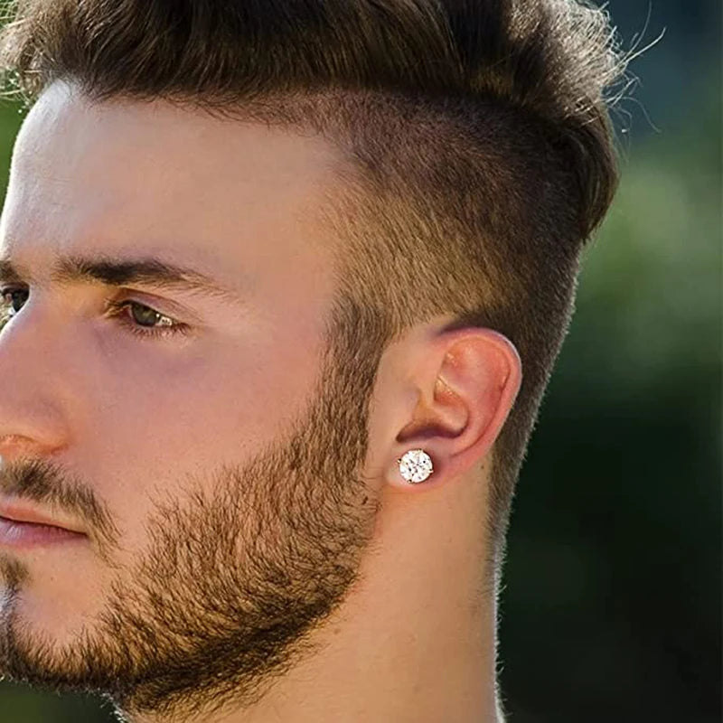 Dainty Gold Color Stud Earrings for Men/Women Inlaid Dazzling Cubic Zirconia Daily Wear Fashion Couple Earrings Jewelry