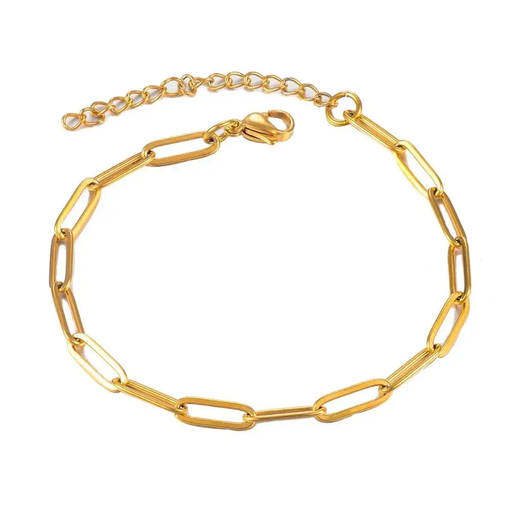 Trending Stainless Steel Bracelet No Fade Gold/Silver Color Paperclip Chain Ladies Bangle Jewelry Accessories Wholesale