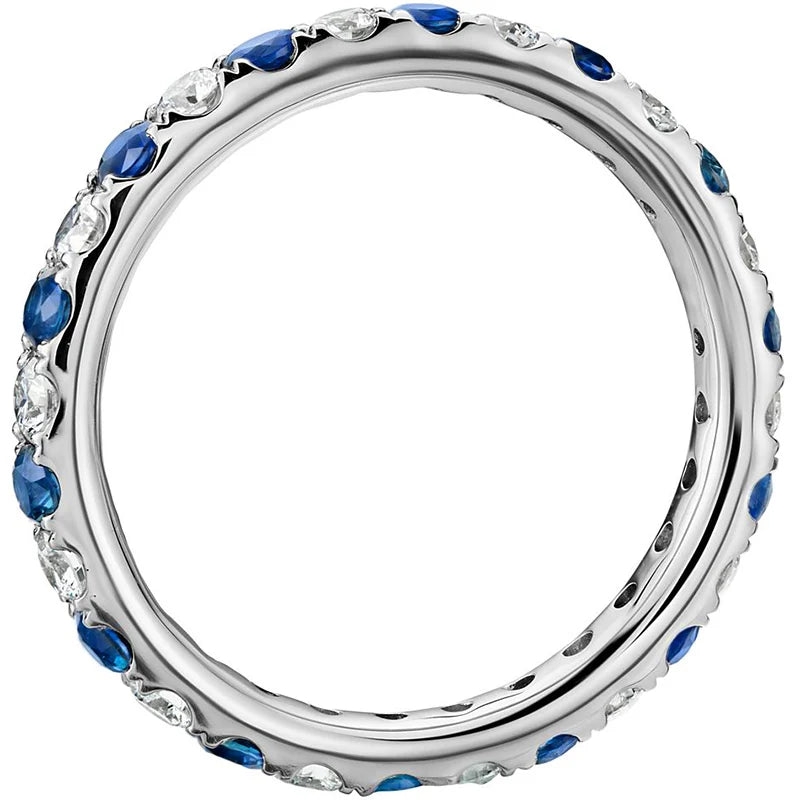 round Thin Rings with Blue/White CZ Stone for Women Simple Stylish Accessories Daily Wear Exquisite Girls Rings Jewelry