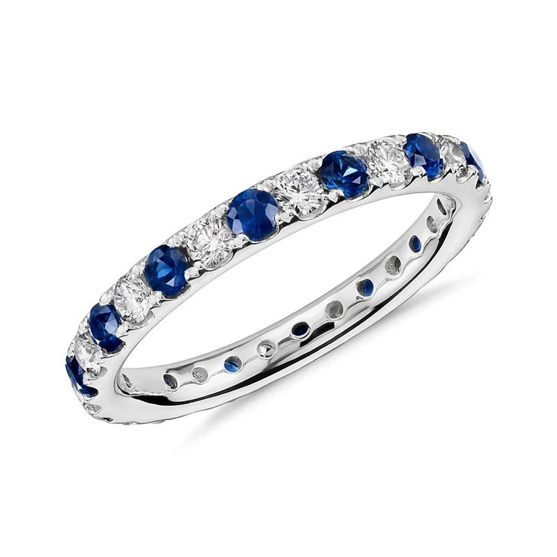 round Thin Rings with Blue/White CZ Stone for Women Simple Stylish Accessories Daily Wear Exquisite Girls Rings Jewelry