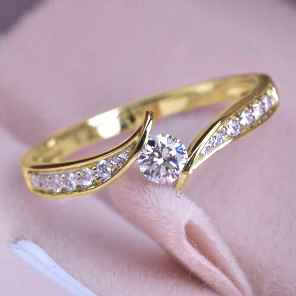 Minimalist Engagement Wedding Rings for Women round Cubic Zirconia Simple Elegant Female Accessories 2022 Fashion Jewelry