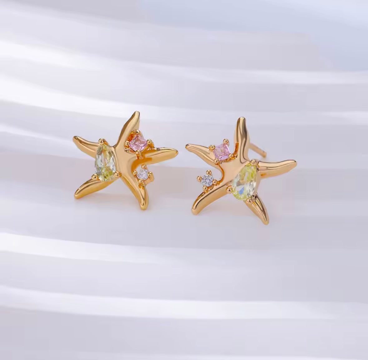 MINOA Ocean Sparkle Starfish Earrings – Gold & Silver