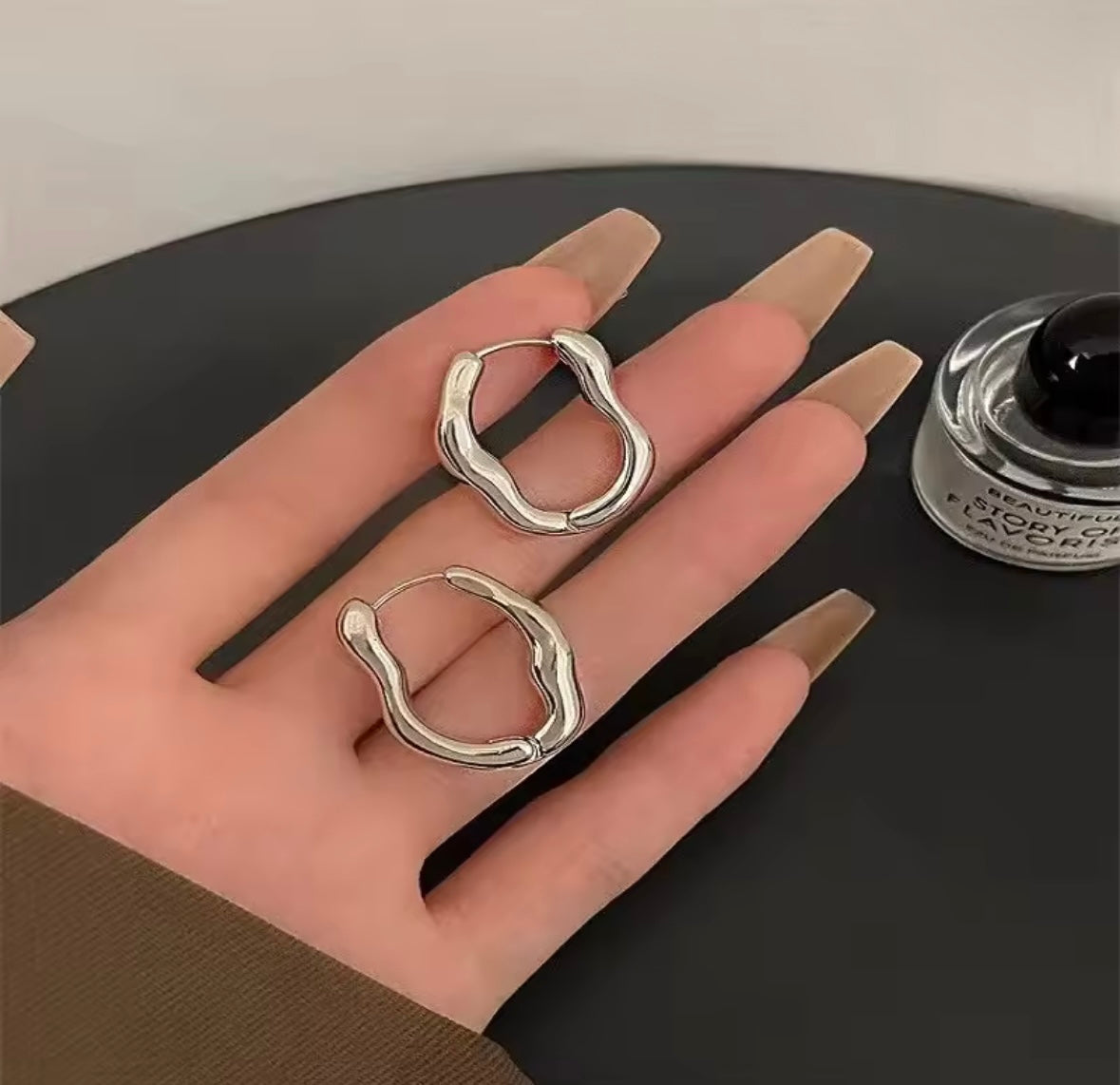 MINOA Gold & Silver Irregular Geometric Metallic Hoop Earrings for Women