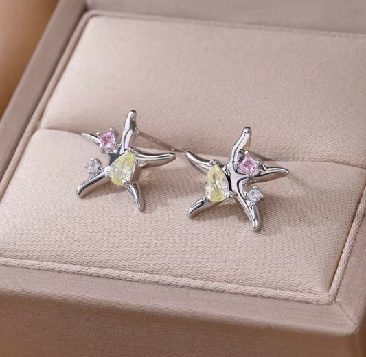 MINOA Ocean Sparkle Starfish Earrings – Gold & Silver