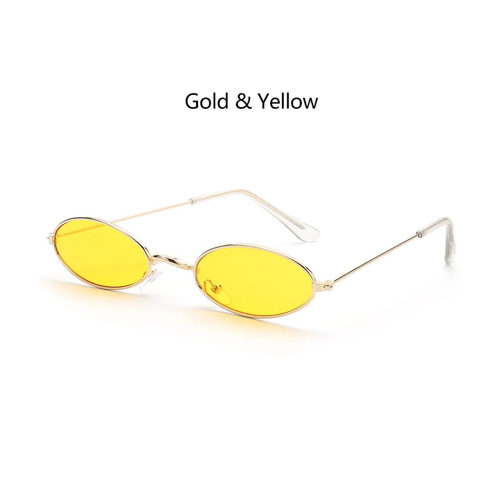 Gootrades Retro Small Oval Sunglasses Okulary Vintage Shades Sun Glasses for Men Women Small Frame Anti-Blue Light Eyeglasses