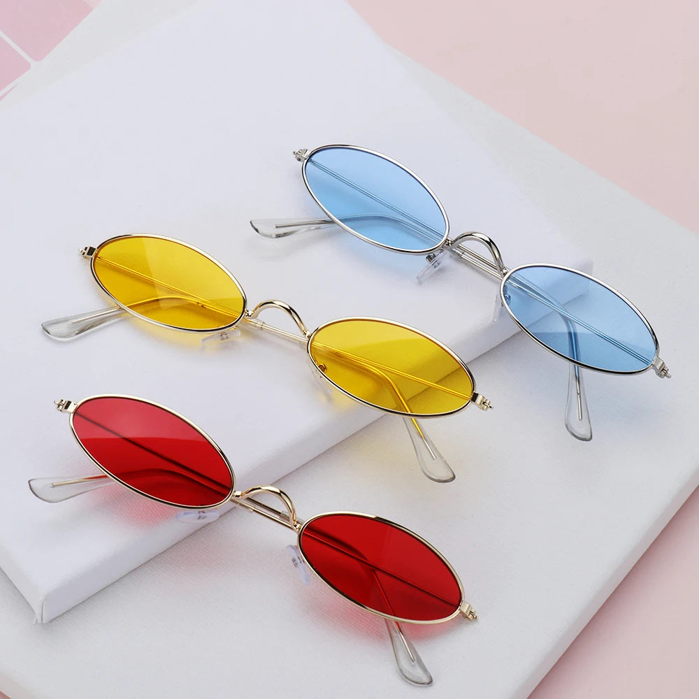 Gootrades Retro Small Oval Sunglasses Okulary Vintage Shades Sun Glasses for Men Women Small Frame Anti-Blue Light Eyeglasses
