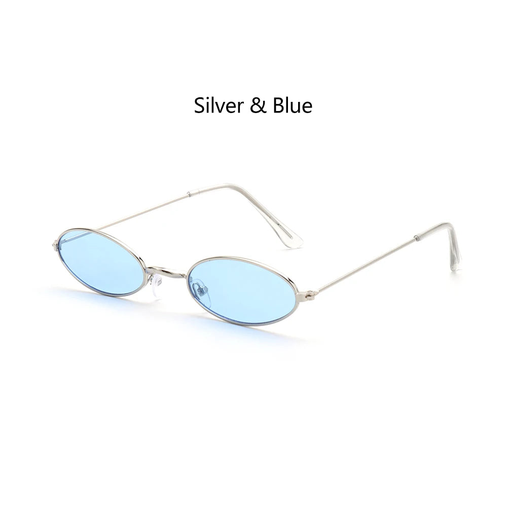 Gootrades Retro Small Oval Sunglasses Okulary Vintage Shades Sun Glasses for Men Women Small Frame Anti-Blue Light Eyeglasses
