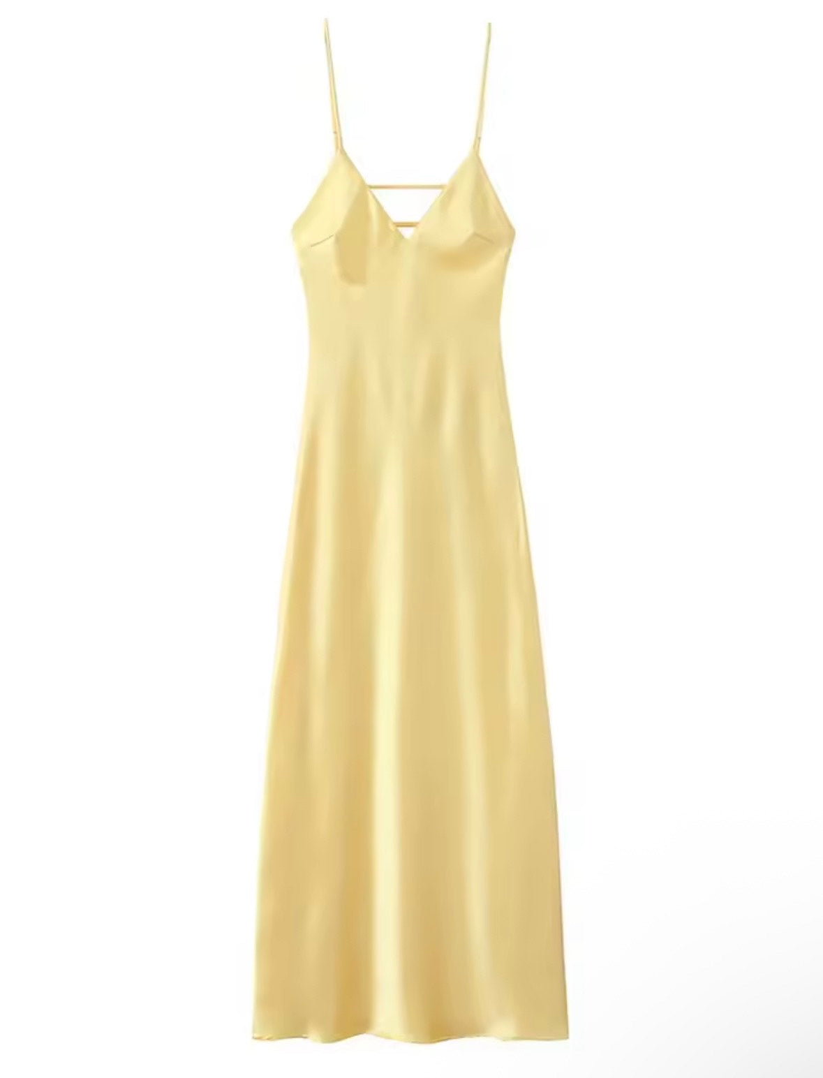 MINOA Satin V-Neck Spaghetti Strap Dresses