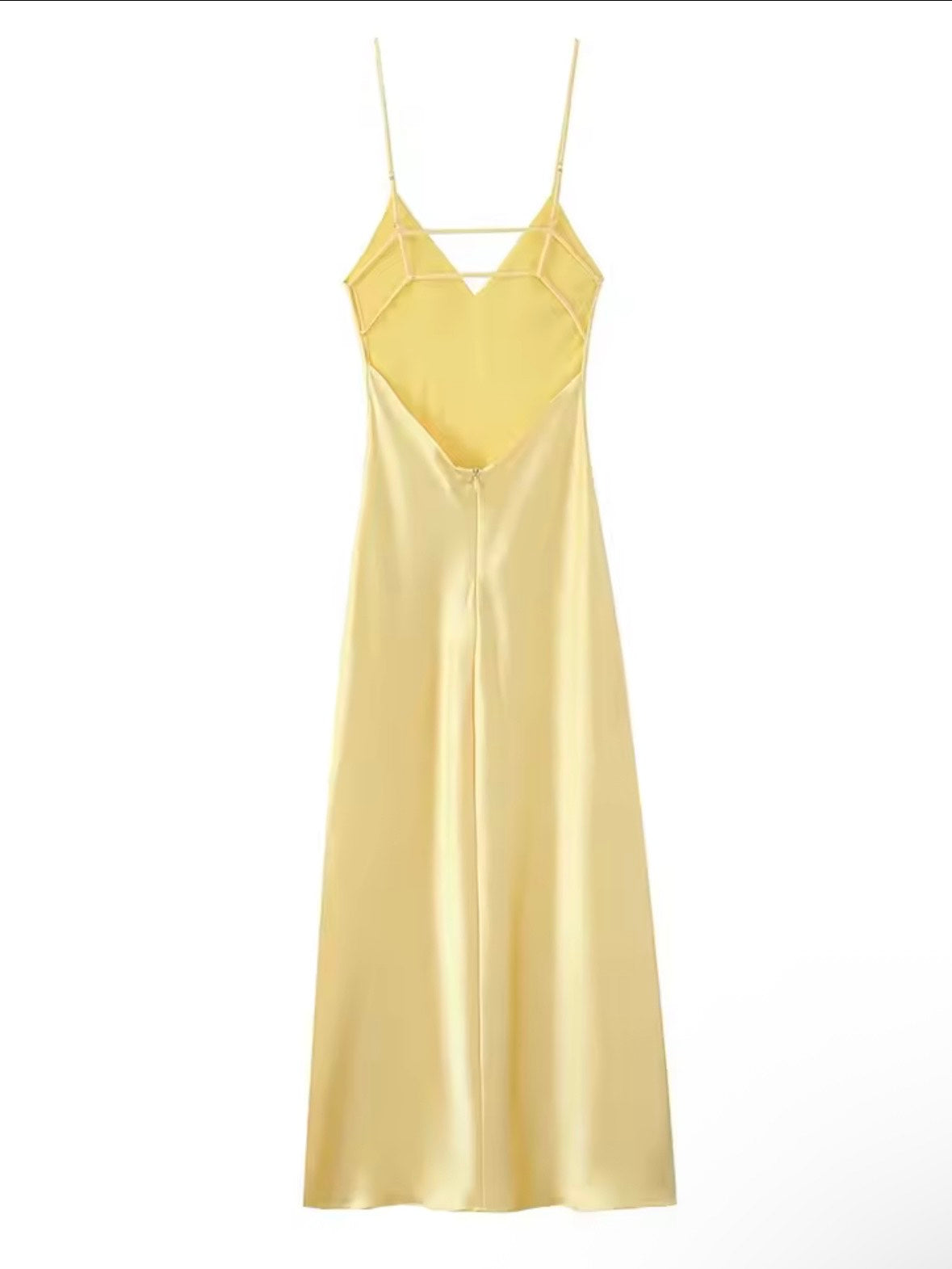 MINOA Satin V-Neck Spaghetti Strap Dresses