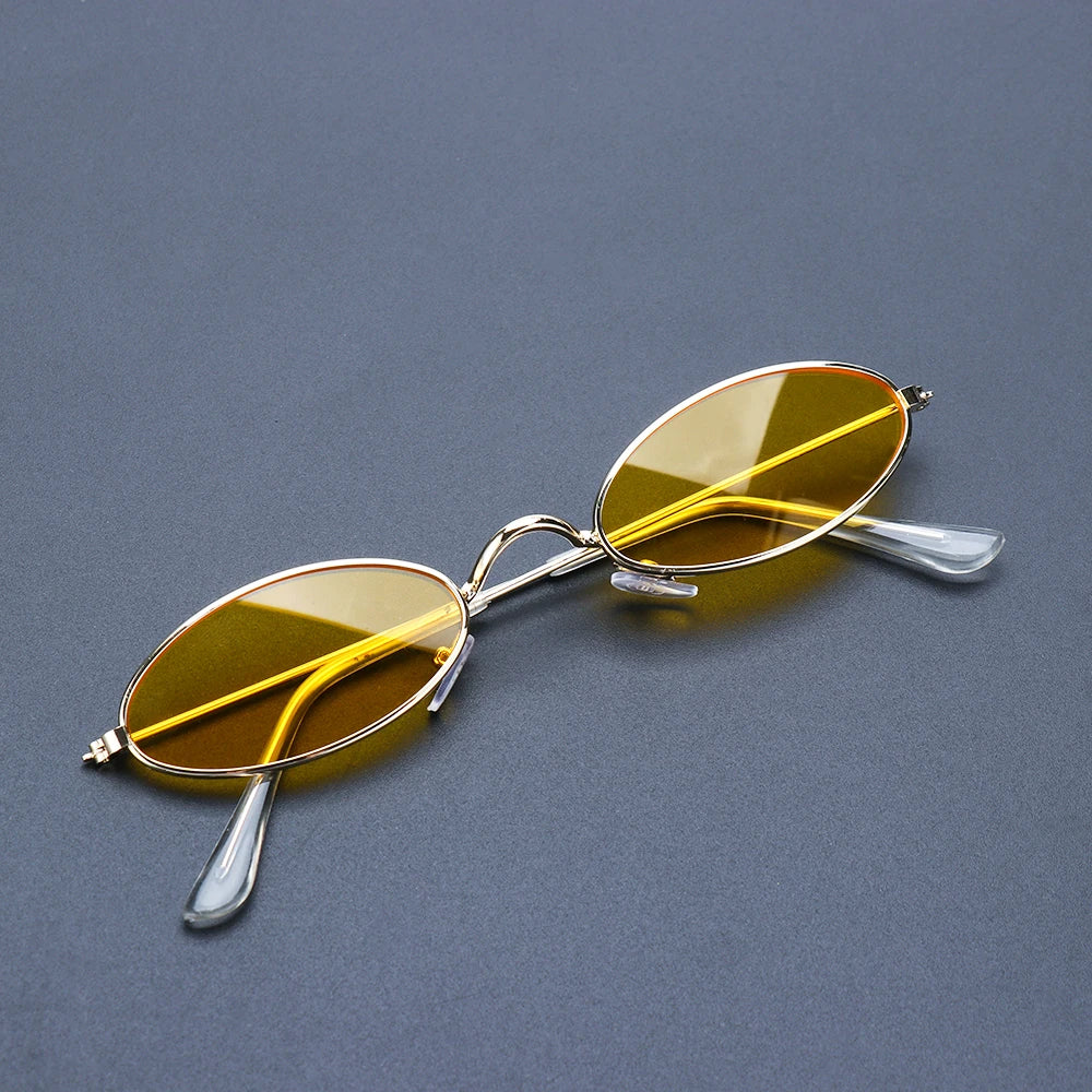Gootrades Retro Small Oval Sunglasses Okulary Vintage Shades Sun Glasses for Men Women Small Frame Anti-Blue Light Eyeglasses