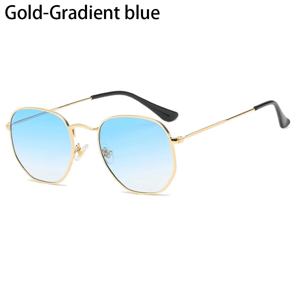 1Pc Small Square Sunglasses for Men Women Polygon Mirrored Lens Sun Glasses Driving Eyewear Fashion Metal Frame Glasses UV400