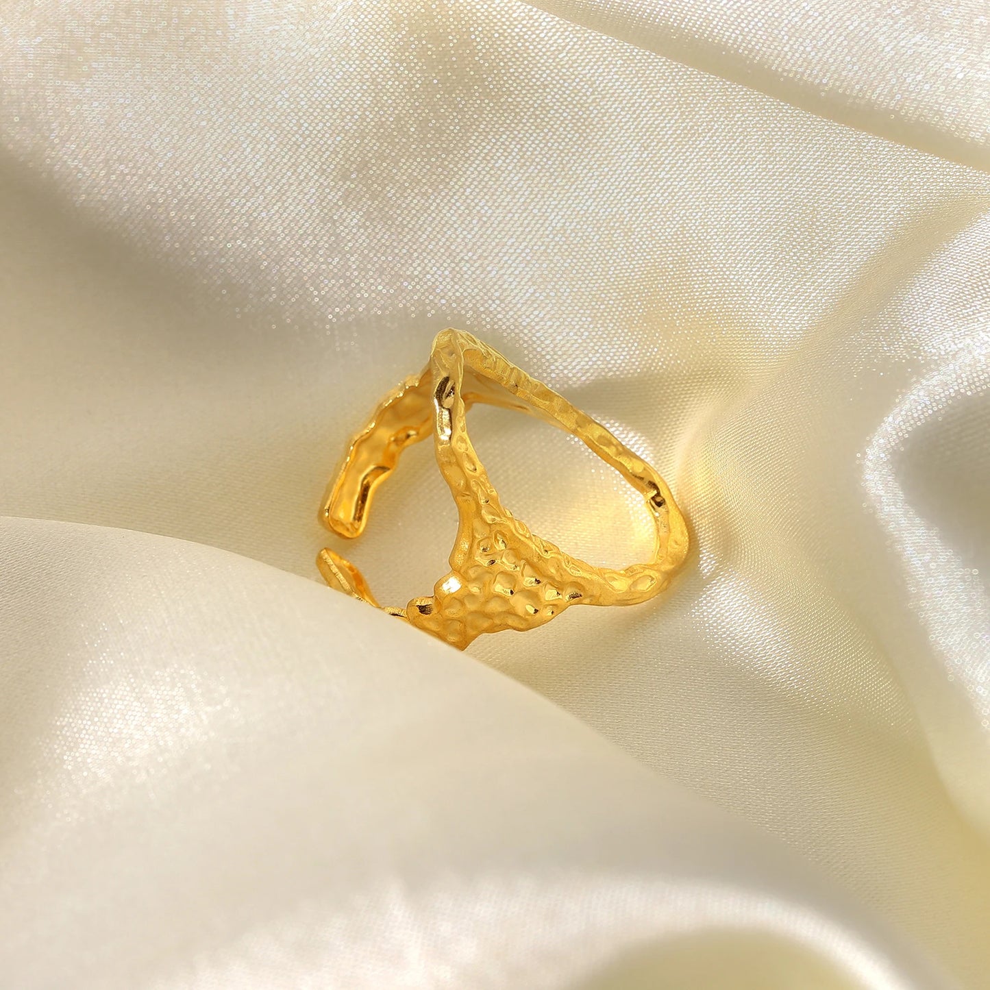 18K Gold Plated Stainless Steel Geometric Heart Snake Shape Finger Rings for Women Adjustable Open Design Jewelry Rings