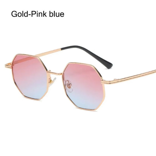 1Pc Small Square Sunglasses for Men Women Polygon Mirrored Lens Sun Glasses Driving Eyewear Fashion Metal Frame Glasses UV400