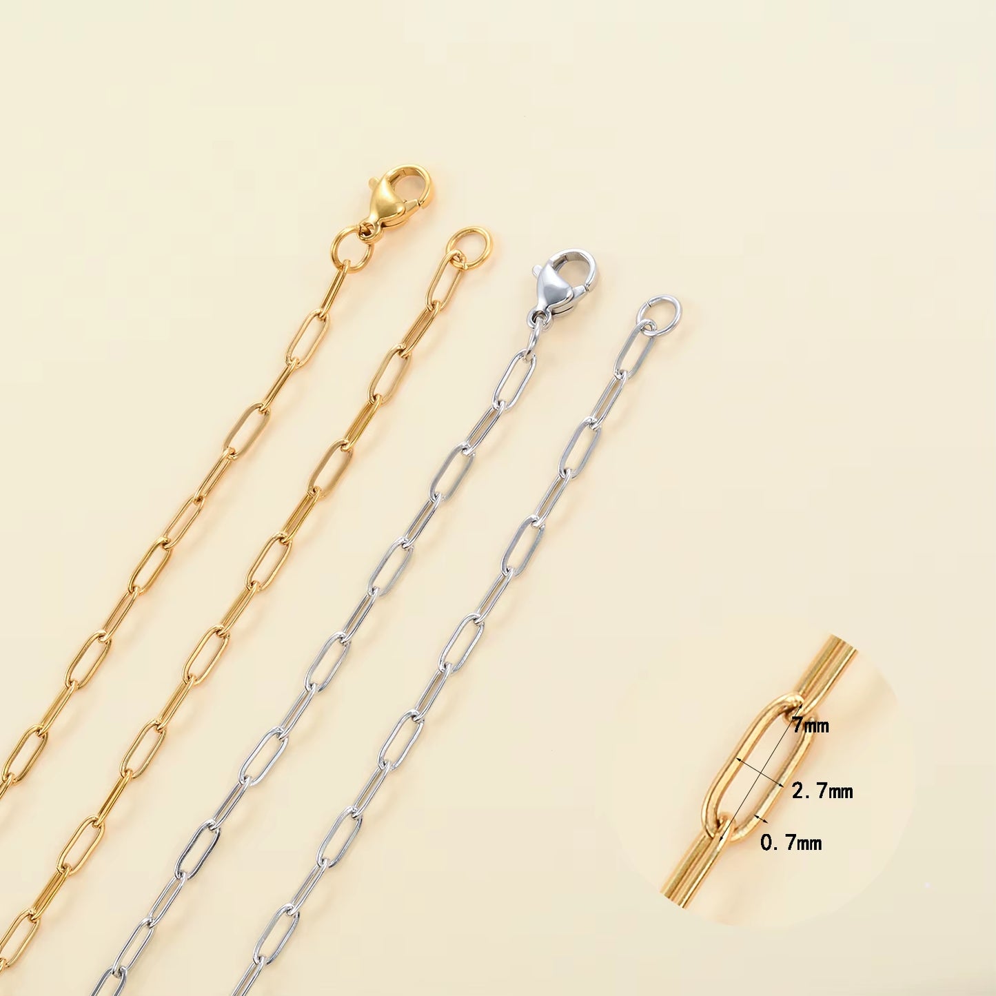 Trending Stainless Steel Bracelet No Fade Gold/Silver Color Paperclip Chain Ladies Bangle Jewelry Accessories Wholesale